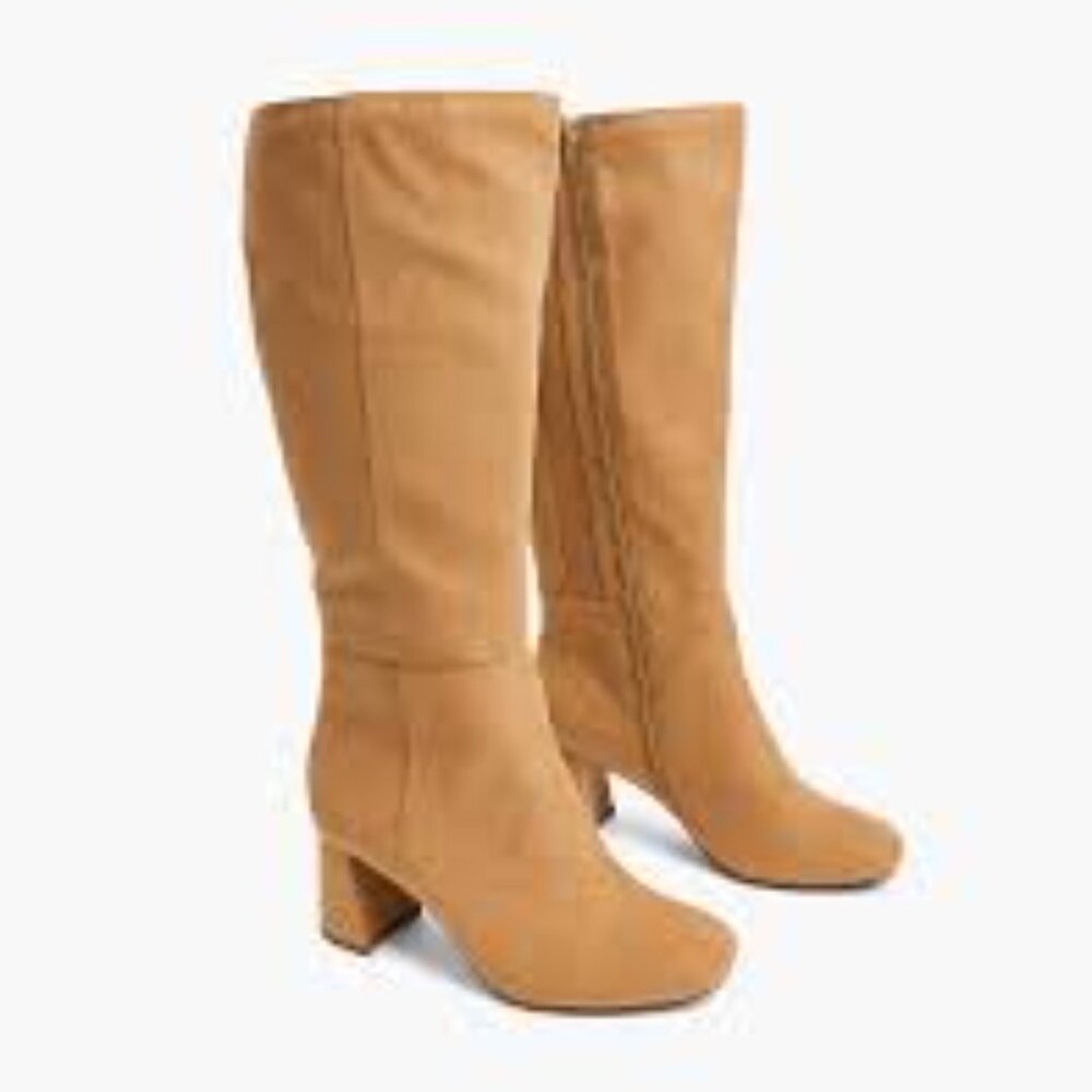 FAUX SUEDE HEEL TALL BOOT | LaneBryant taupe 9w